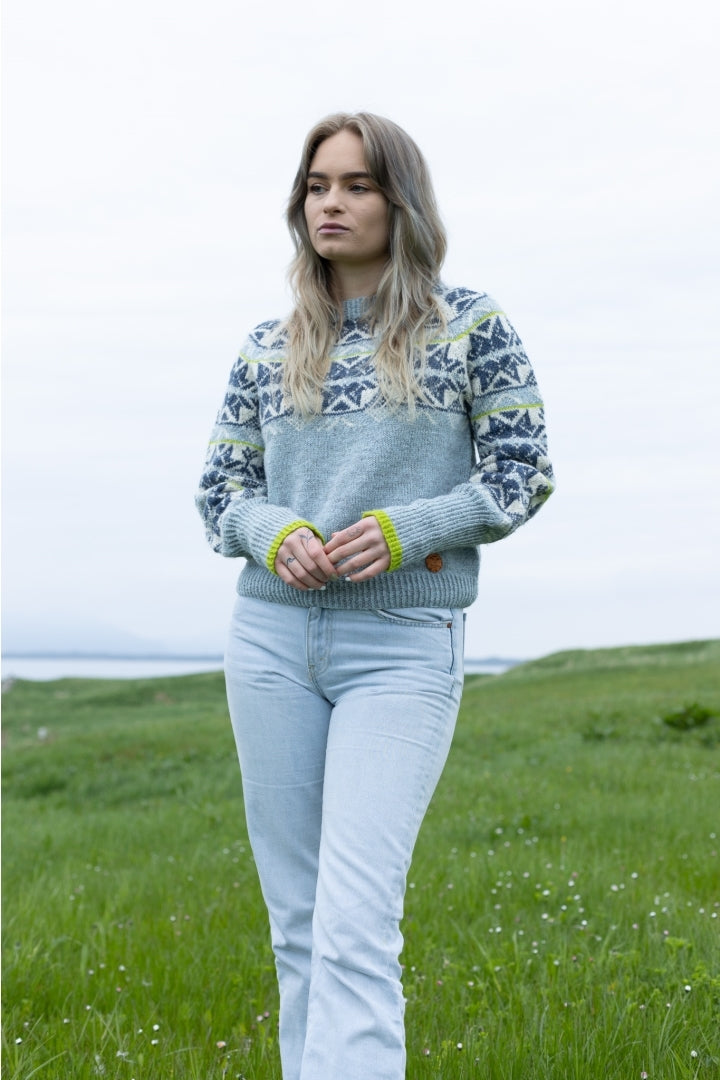 Hjørundfjord trui Lichtblauw Winter dames - kant-en-klaar breisel